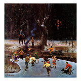 "Night Skating," December 16, 1944 Giclee Print by John Falter