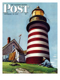 "Lighthouse Keeper," Saturday Evening Post Cover, September 22, 1945 reproduction procédé giclée par Stevan Dohanos