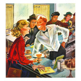"Flirting Soda Jerk," October 11, 1947 Giclee Print by Constantin Alajalov