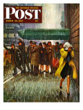 "Rainy Wait for a Cab," Saturday Evening Post Cover, March 29, 1947 Giclee Print by John Falter