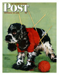 "Butch and Knitted Sweater," Saturday Evening Post Cover, September 28, 1946 Reproduction procédé giclée par Albert Staehle