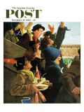 "Yale vs. Harvard," Saturday Evening Post Cover, November 19, 1960 Reproduction procédé giclée par George Hughes