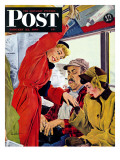 "Showing Off Her Ring," Saturday Evening Post Cover, January 22, 1949 Giclee Print by George Hughes