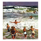 "Surf Swimming," August 14, 1948 Giclee Print by John Falter