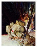 "Medic Treating Injured in Field," March 11, 1944 Giclee Print by Mead Schaeffer