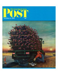 "Turkey Truck Has Flat," Saturday Evening Post Cover, November 24, 1962 Giclee Print by Jan Balet