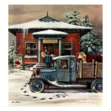 "Rural Post Office at Christmas," December 13, 1947 Giclee Print by Stevan Dohanos