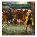 "Rainy Wait for a Cab," March 29, 1947 Giclee Print by John Falter