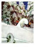 "Cross Country Skiers," February 2, 1946 Giclee Print by Mead Schaeffer