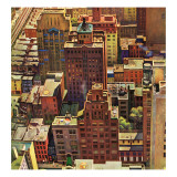 "Bird's-Eye View of New York City," August 17, 1946 Giclee Print by John Falter