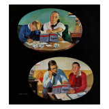 "Fathers' Homework," May 7, 1960 Giclee Print by John Falter