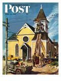 "Church Belfry Repair," Saturday Evening Post Cover, April 20, 1946 Giclee Print by E. Melbourne Brindle