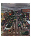 "Falls City, Nebraska at Christmas," December 21, 1946 Reproduction procédé giclée par John Falter
