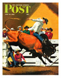 "Bull Riding," Saturday Evening Post Cover, July 21, 1945 Giclee Print by Fred Ludekens