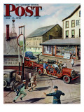 "Small Town Fire Company," Saturday Evening Post Cover, May 14, 1949 Giclee Print by Stevan Dohanos