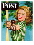 "Woman Archer," Saturday Evening Post Cover, July 22, 1944 Giclée-Druck von Alex Ross