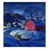 "Mail Wagon in Snowy Landscape," March 14, 1942 Giclee Print by Dale Nichols