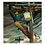 "Telephone Lineman," January 10, 1948 Giclee Print by Mead Schaeffer