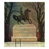 "Statue of Washington on His Horse," February 22, 1947 Giclee Print by John Atherton