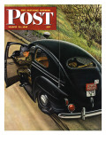 "Policeman with Flat Tire," Saturday Evening Post Cover, March 24, 1945 reproduction procédé giclée par Stevan Dohanos