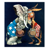 "Democrats vs. Republicans," July/Aug 1980 Giclée-Druck von BB Sams