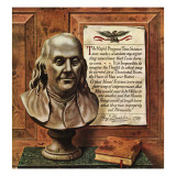 "Benjamin Franklin - bust and quote," January 19, 1946 Giclee Print by John Atherton