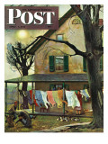 "Hanging Clothes Out to Dry," Saturday Evening Post Cover, April 7, 1945 Reproduction procédé giclée par John Falter