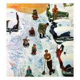 "Sledding and Digging Out," January 28, 1961 Reproduction procédé giclée par Earl Mayan
