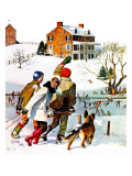 "Ice-Skating in the Country," December 1, 1971 Giclee Print by John Falter