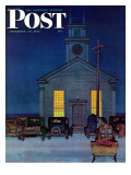 "Rural Church at Night," Saturday Evening Post Cover, December 30, 1944 Giclee Print by Mead Schaeffer
