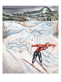 "Snow Skiier After the Falls," January 25, 1947 Giclee Print by Constantin Alajalov