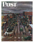 "Falls City, Nebraska at Christmas," Saturday Evening Post Cover, December 21, 1946 Reproduction procédé giclée par John Falter