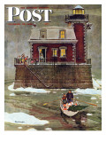 "Christmas at the Lighthouse," Saturday Evening Post Cover, December 28, 1946 Giclee Print by Mead Schaeffer