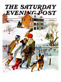 "Ice-Skating in the Country," Saturday Evening Post Cover, December 1, 1971 Giclee Print by John Falter