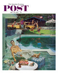 "Unwelcome Pool Guests," Saturday Evening Post Cover, July 22, 1961 Reproduction procédé giclée par Thornton Utz
