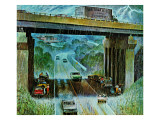 "Convertibles Take Cover in Rain," September 15, 1962 Giclee Print by John Falter