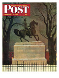 "Statue of Washington on His Horse," Saturday Evening Post Cover, February 22, 1947 Giclee Print by John Atherton