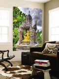 Ornate Buddhist Shrine, Wat Bangkungthien Kang, Bangkok, Thailand Wall Mural
