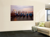 Anchored Gondolas at Twilight, Venice, Italy Wall Mural by Jim Zuckerman