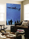 Large Whale Shark Swimming in Tank with People Below at Georgia Aquarium Wall Mural by Frank Carter