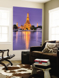 Wat Arun, Buddhist Temple Reflects in River at Dusk, Bangkok, Thailand Wall Mural