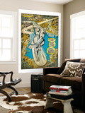 Marvel Comics Retro: Silver Surfer Comic Panel, Over the City (aged) Wall Mural