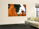 Buddhist Monks on their Morning Walk to Collect Food Wall Mural by Felix Hug