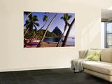 Palm Trees and Fishing Boats on Soufriere Beach with One of the Pitons in the Background Wall Mural by Richard l'Anson