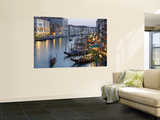 Outlook from Ponte Di Rialto Along Grand Canal at Dusk Wall Mural by David Tomlinson