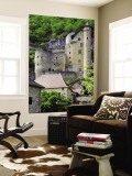 Castle of Laroque-Toirac on Steep Cliff Face Wall Mural by Barbara Van Zanten
