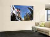 Skier Jumping Off Small Cliff at Brighton Ski Resort Vægplakat af Paul Kennedy