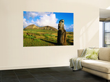 The Travelling Moai and Rano Raraku Volcano Reproduction murale géante par Peter Hendrie