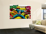 Marvel Comics Retro: Captain America Comic Panel, Fighting, Phase 1, So Far So Good! (aged) Wall Mural