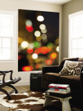 City Lights and Car Headlights at Night. Reproduction murale géante par Greg Elms